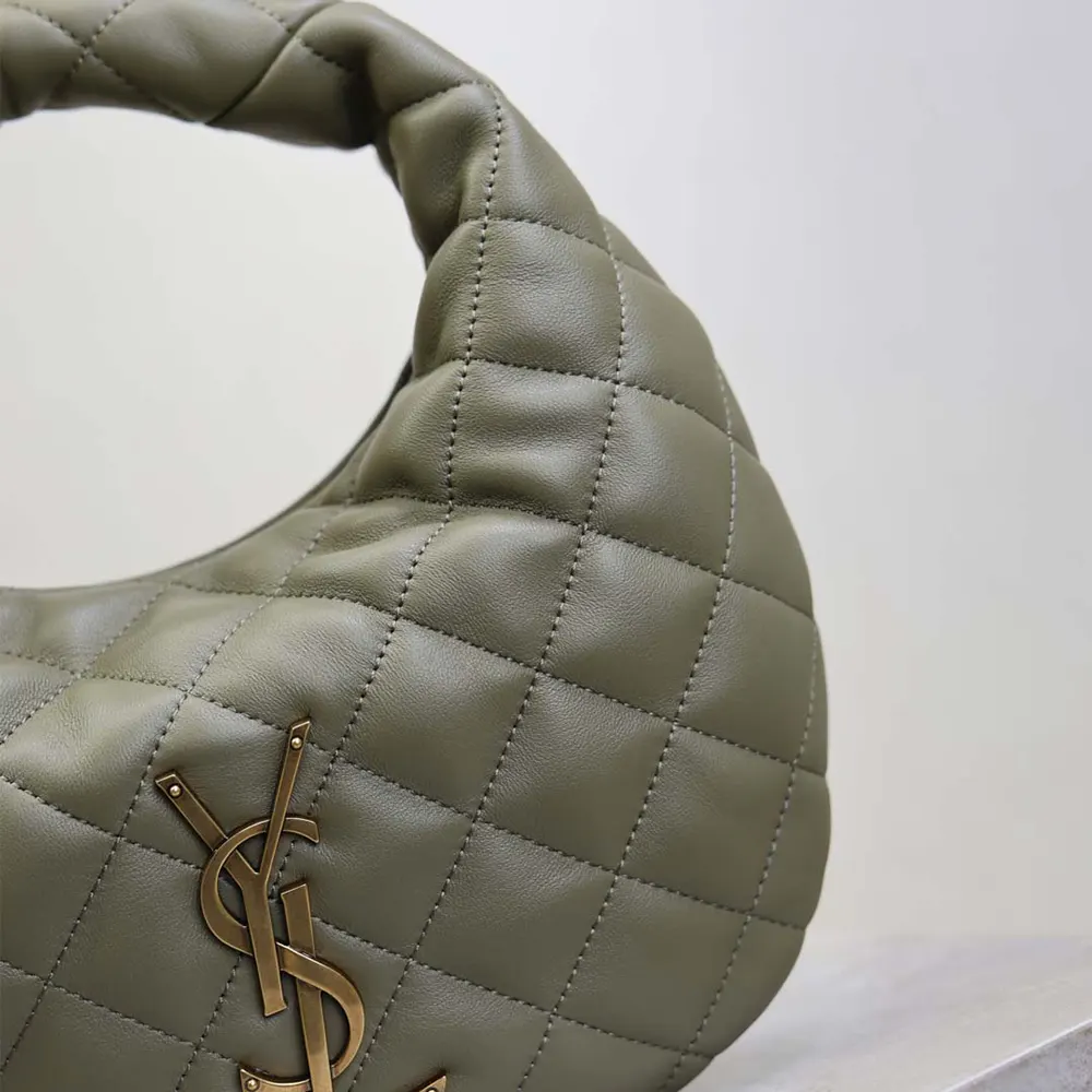 Saint Laurent YSL Women Icarino In Quilted Nappa-Dark Green