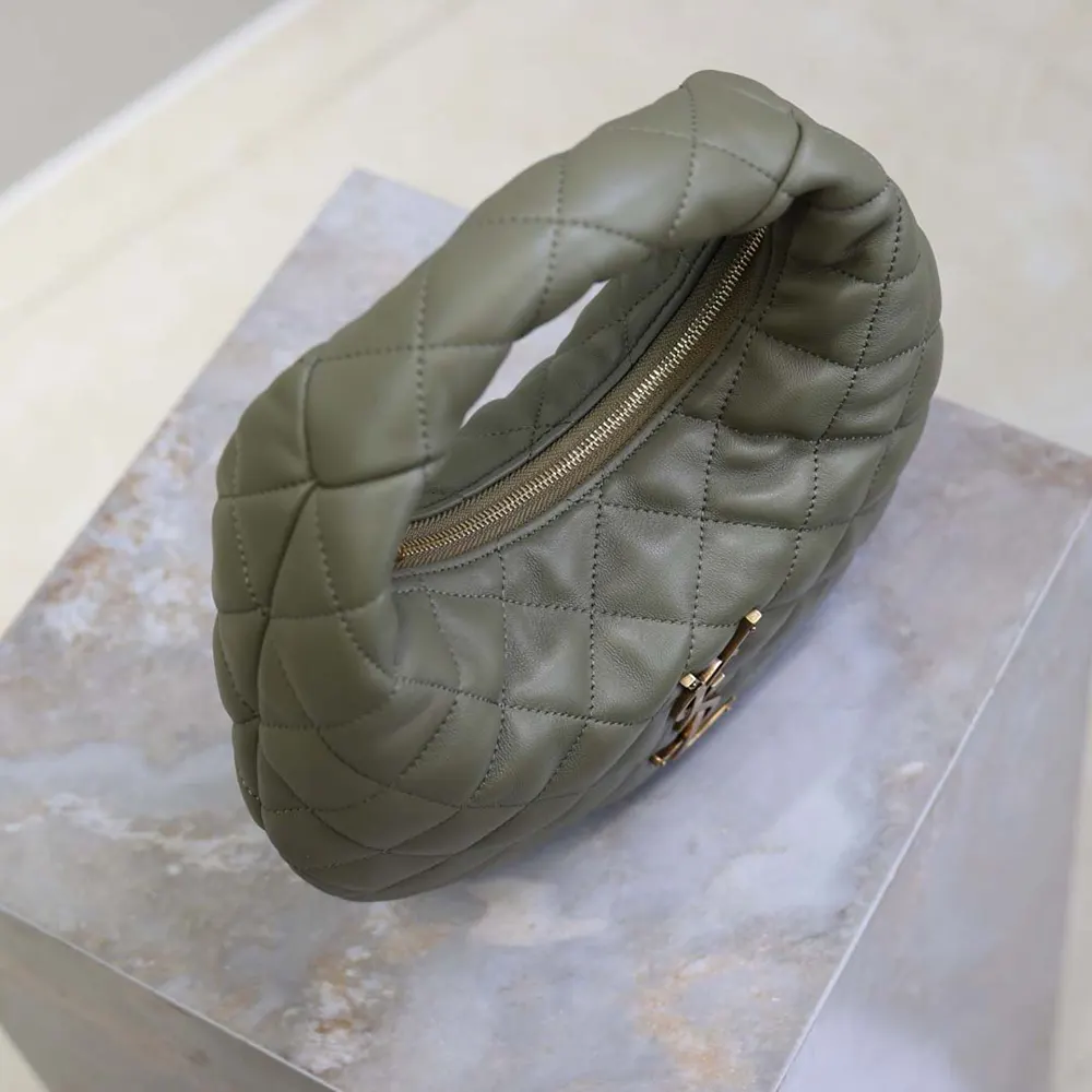 Saint Laurent YSL Women Icarino In Quilted Nappa-Dark Green