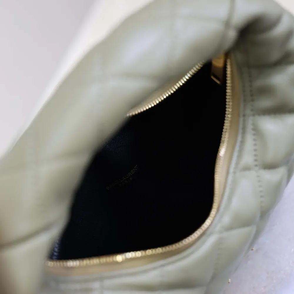 Saint Laurent YSL Women Icarino In Quilted Nappa-Dark Green