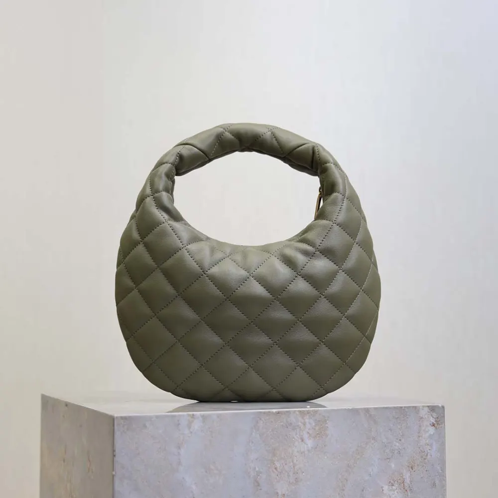 Saint Laurent YSL Women Icarino In Quilted Nappa-Dark Green