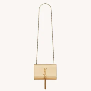 Saint Laurent YSL Women Kate Small Tassel In Metallic Leather-Gold