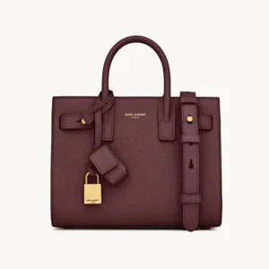Saint Laurent YSL Women Nano Sac De Jour In Supple Grained Leather-Maroon