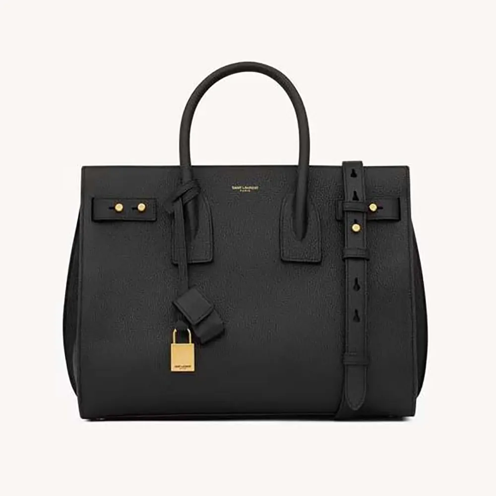 Saint Laurent YSL Women Small Sac De Jour In Supple Grained Leather-Black