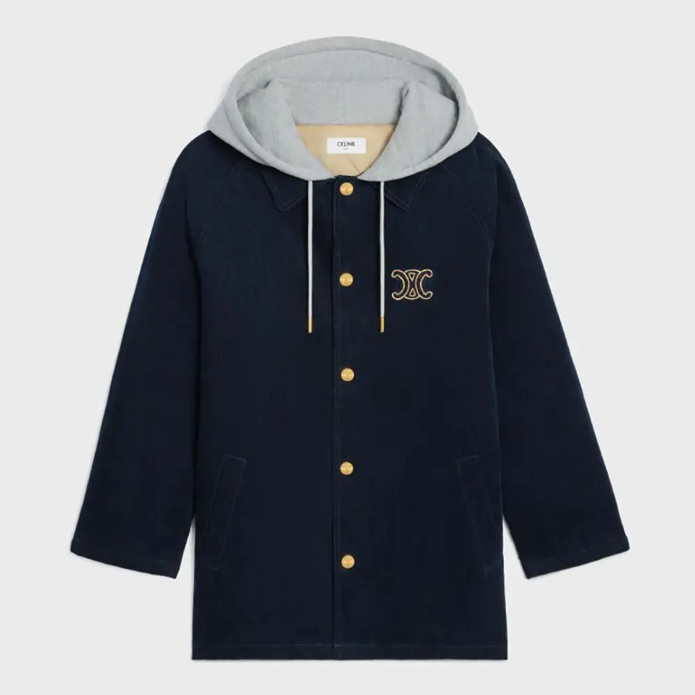 Celine Women Triomphe Car Coat Jacket In Corduroy RV0O6694V