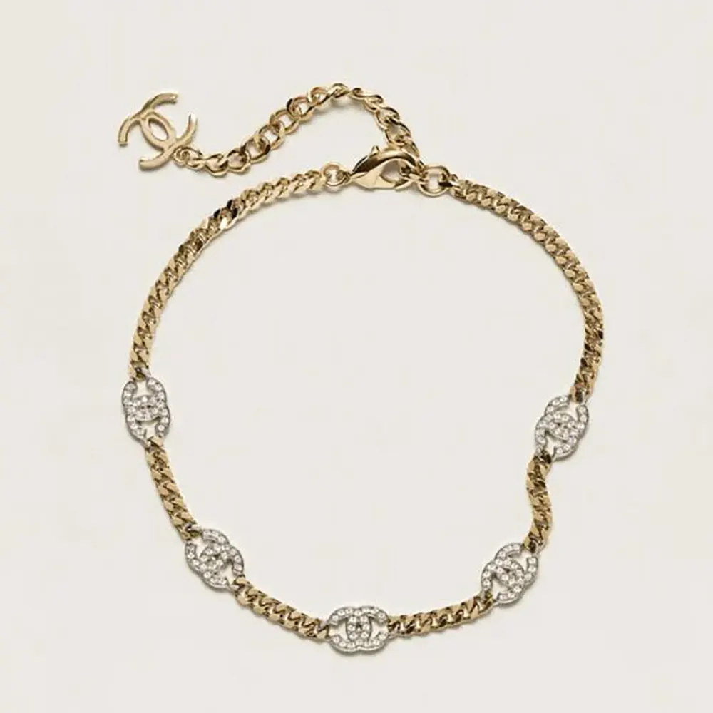 Chanel Women Choker Metal & Strass Gold Silver & Crystal AB6444