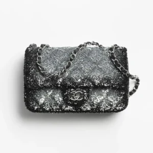 Chanel Women Evening Bag Quilted Gradient Sequins & Ruthenium-Finish Metal