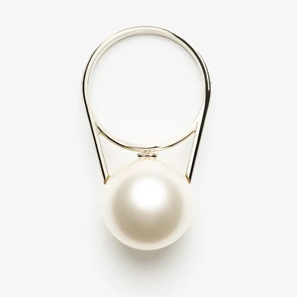 Chanel Women Pearl Ring Minaudiere Plexi & Gold-Tone Metal-Pearly White