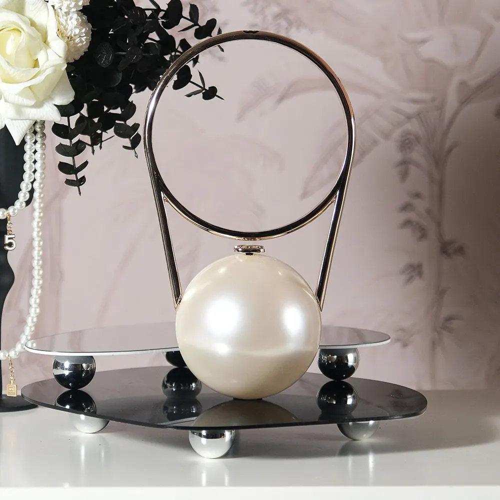 Chanel Women Pearl Ring Minaudiere Plexi & Gold-Tone Metal-Pearly White