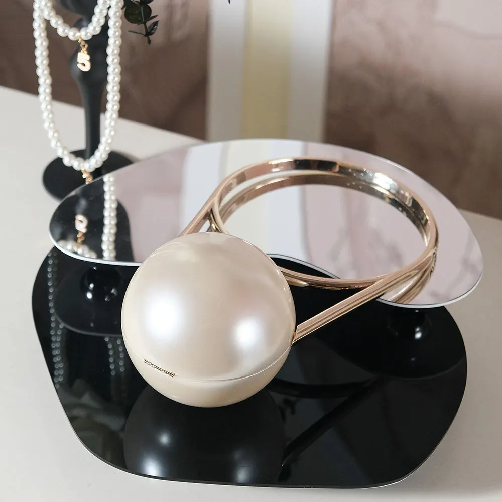 Chanel Women Pearl Ring Minaudiere Plexi & Gold-Tone Metal-Pearly White