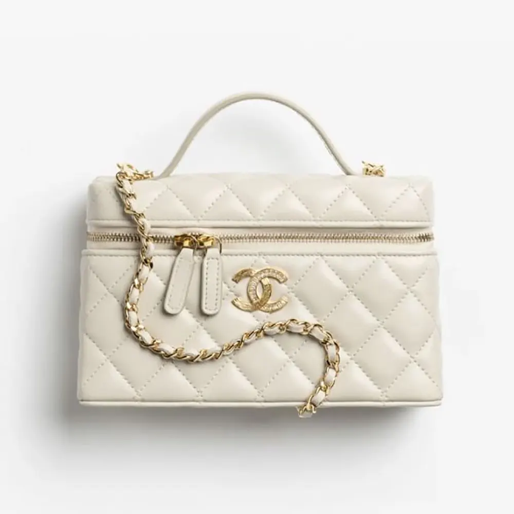 Chanel Women Vanity With Chain Shiny Lambskin Strass & Gold-Tone Metal