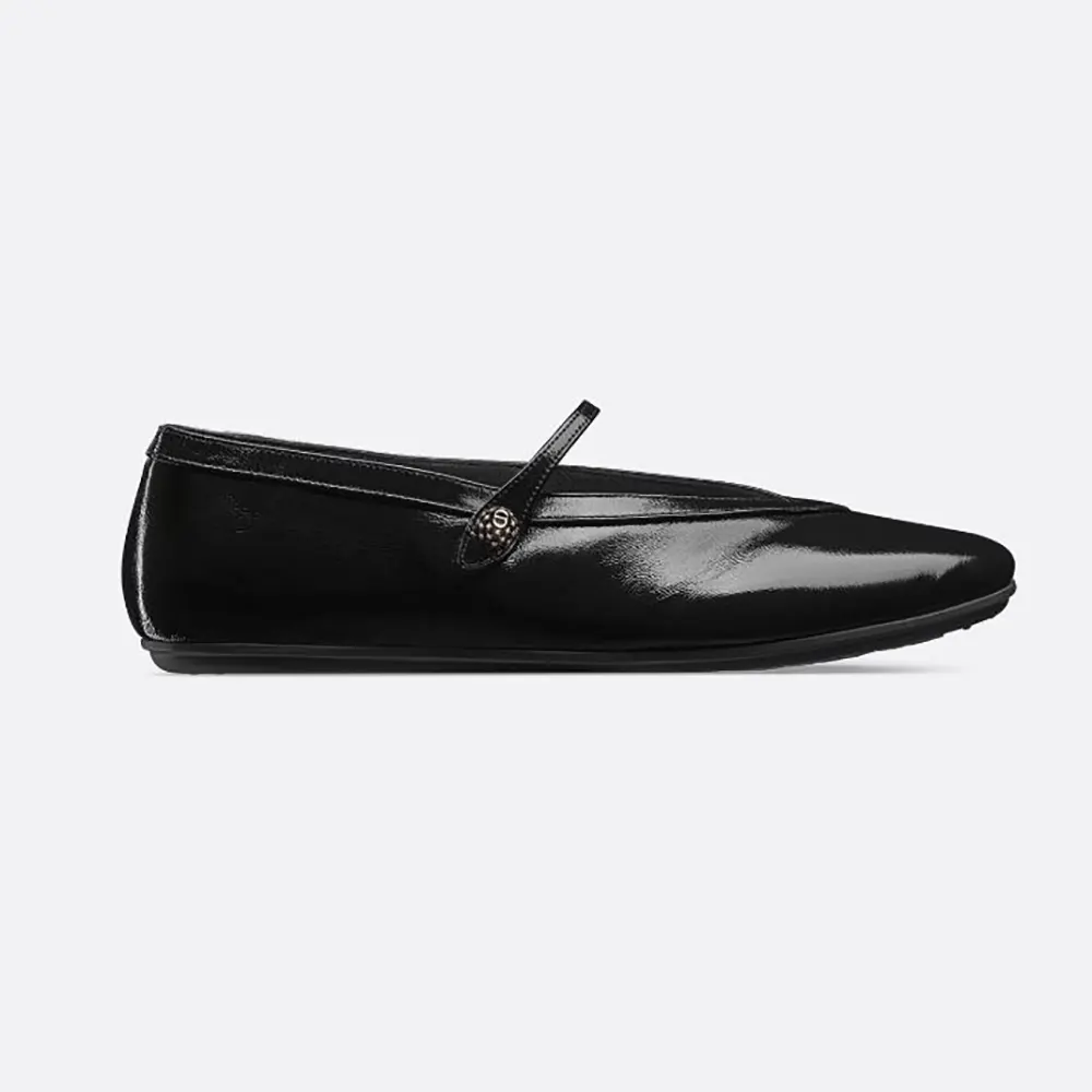 Dior Women New Ballet Flat Black Crinkled Patent Calfskin KCF092GPC