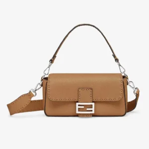 Fendi Unisex Baguette® Cappuccino-colored Selleria Bag with 612 Hand-sewn Stitches