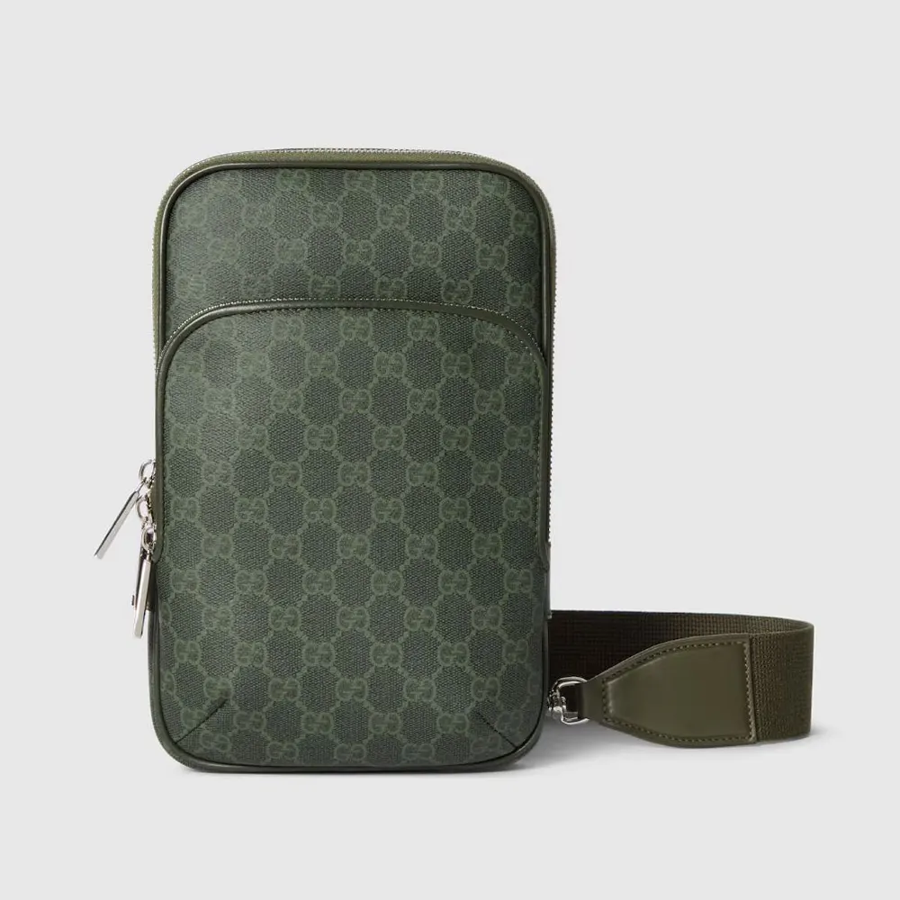 Gucci Men GG Monogram Small Slingbag Forest Green GG Fabric 822073