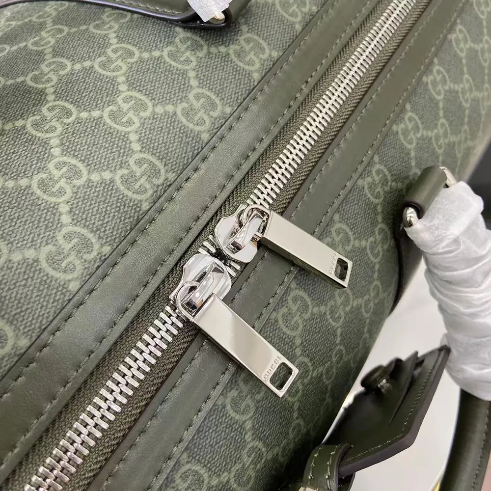Gucci Unisex GG Monogram Large Duffle Bag Forest Green GG Fabric