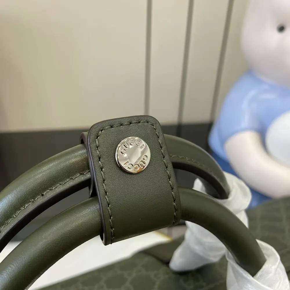 Gucci Unisex GG Monogram Large Duffle Bag Forest Green GG Fabric