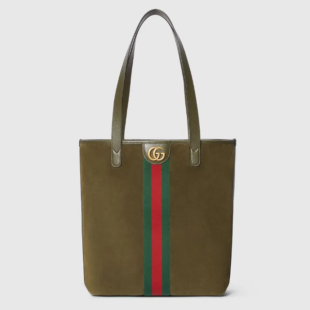 Gucci Unisex Ophidia Medium Tote Bag Dark Green Suede ‎834465AAE1D