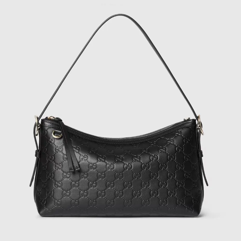 Gucci Women GG Emblem Medium Shoulder Bag-Black ‎847449AAFDV