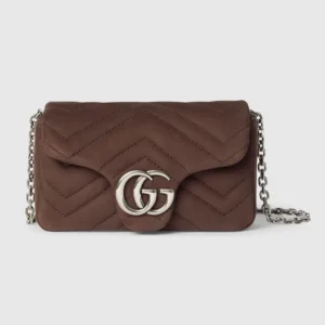 Gucci Women GG Marmont Mini Shoulder Bag Dark Brown Leather