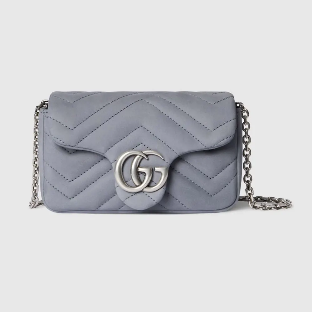 Gucci Women GG Marmont Mini Shoulder Bag Grey Leather 841290AAE5D