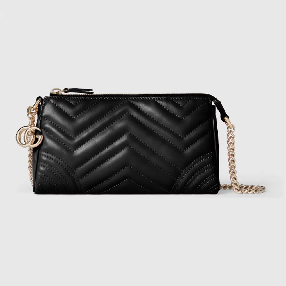 Gucci Women GG Marmont Small Shoulder Bag Black Leather