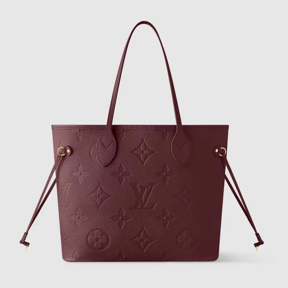 Louis Vuitton LV Women Neverfull MM Embossed Grained Cowhide Leather M25855