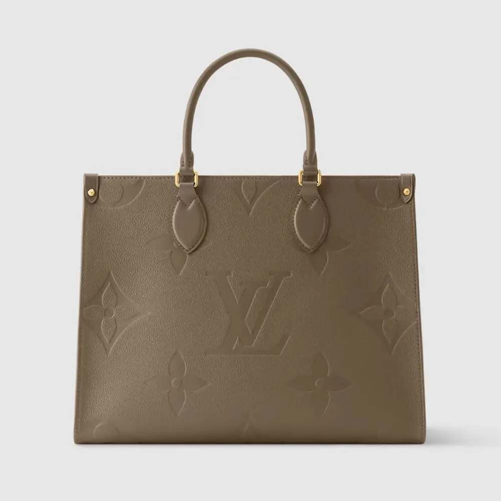 Louis Vuitton LV Women Onthego MM Embossed Grained Cowhide Leather M25523