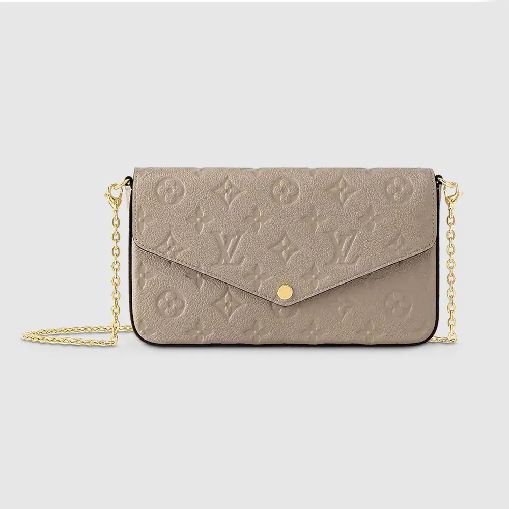 Louis Vuitton LV Women Pochette Félicie Monogram Empreinte-Gray M82609
