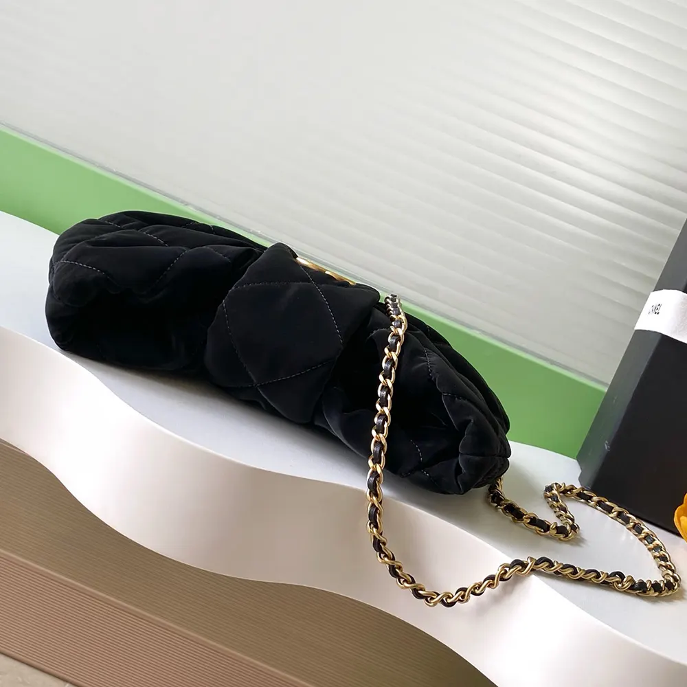 Chanel Women Mini Bow Bag Velvet-Effect Nylon & Gold-Tone Metal-Black