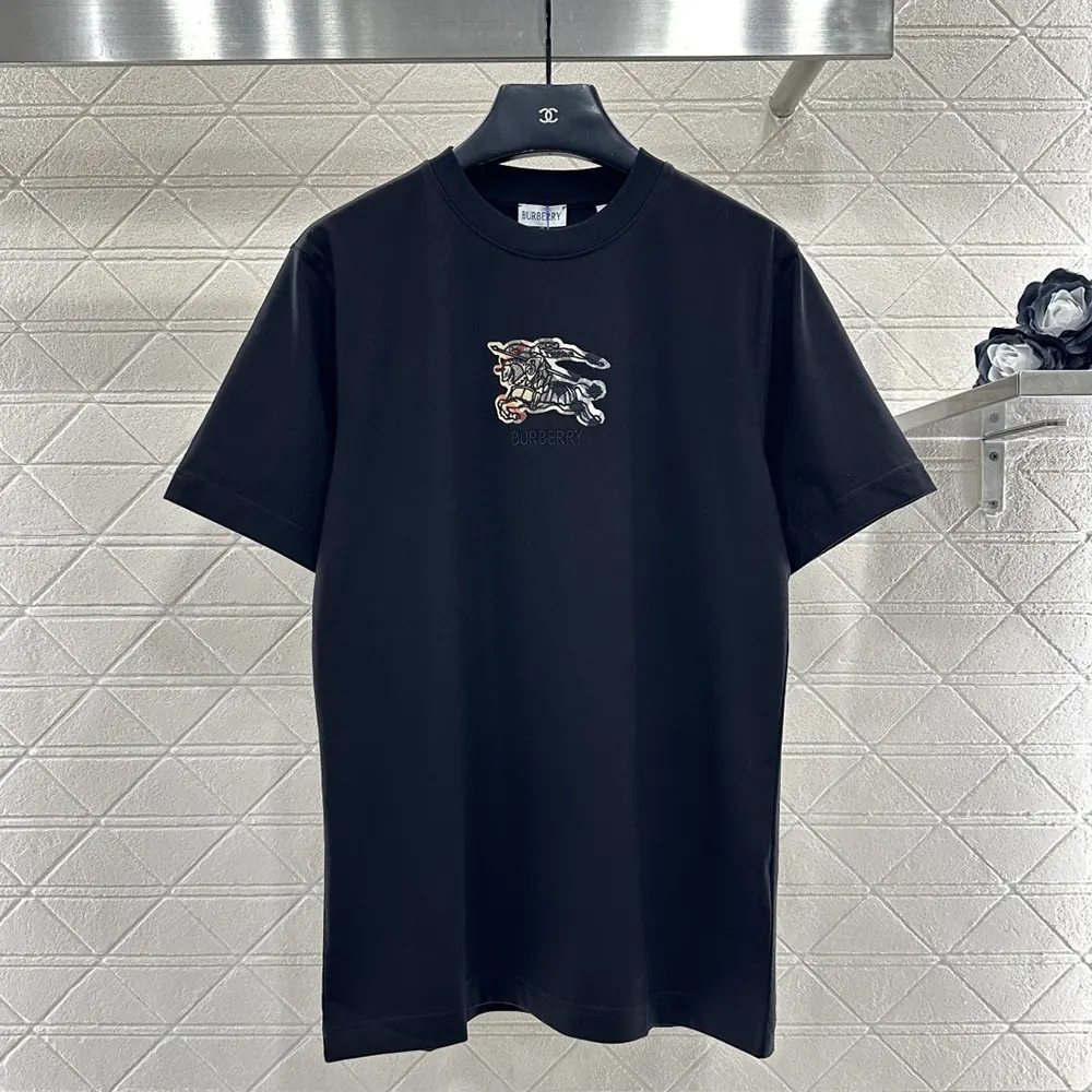 Burberry Men EKD Check Cotton T-shirt-Black 81161641