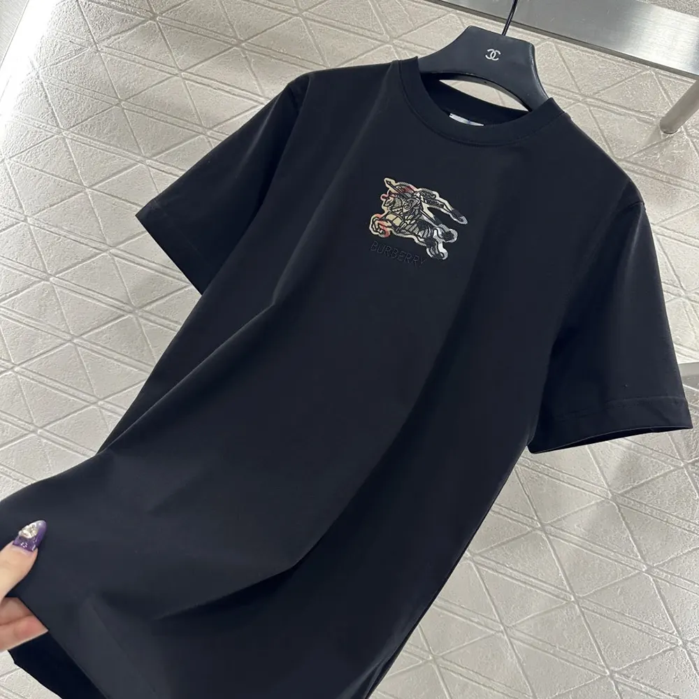 Burberry Men EKD Check Cotton T-shirt-Black 81161641