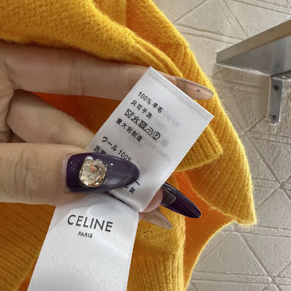 Celine Women Crewneck Sweater In Chains Cashmere-Yellow RY0MF0Y51