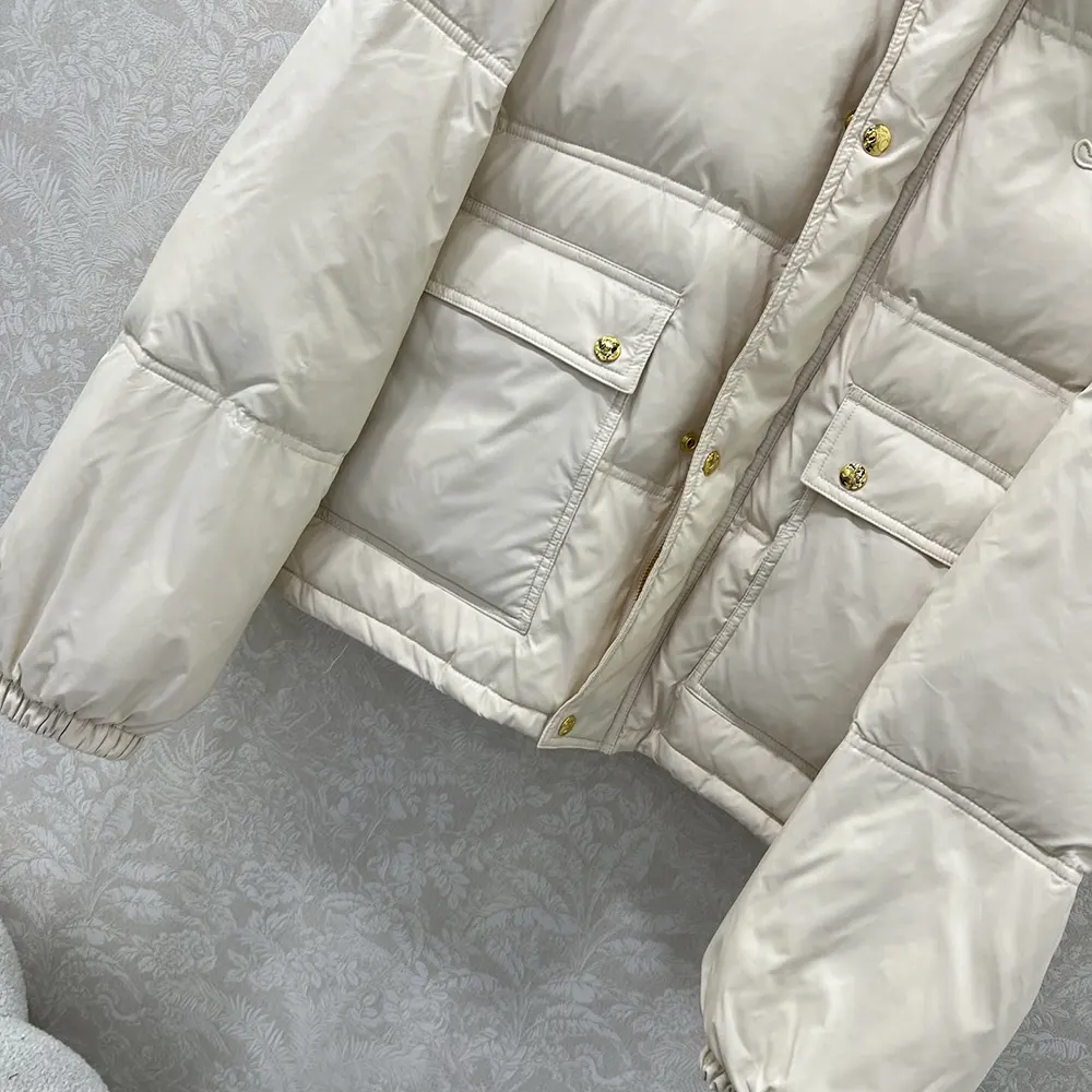 Celine Women Puffer Jacket in Light Nylon-Beige RV0VN0T69