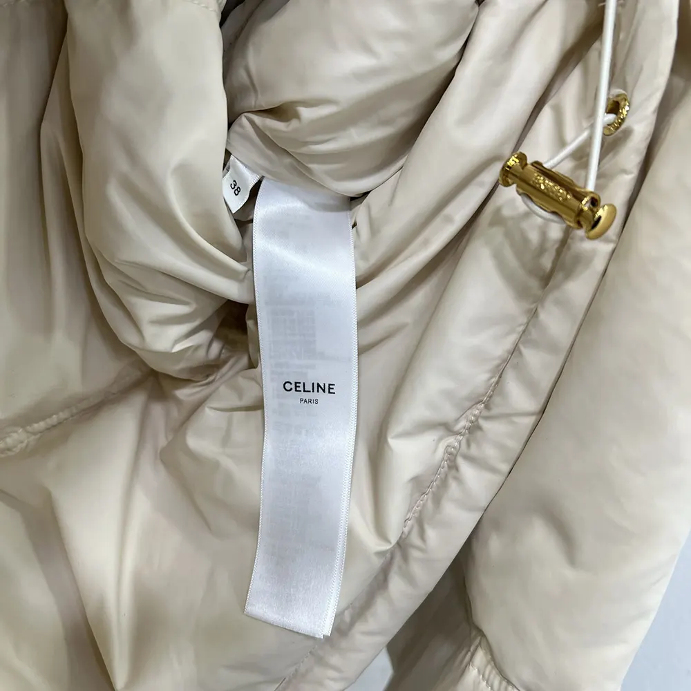 Celine Women Puffer Jacket in Light Nylon-Beige RV0VN0T69