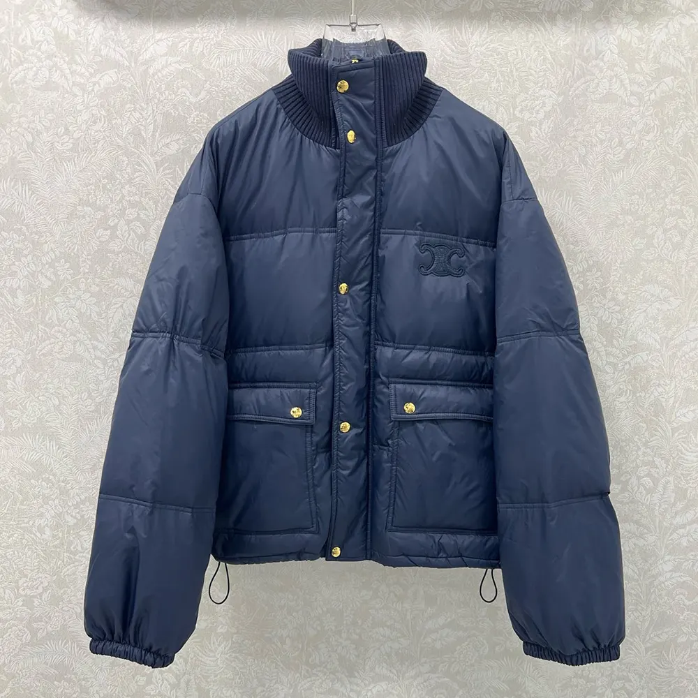 Celine Women Puffer Jacket In Light Nylon-Navy RV0VN0T69