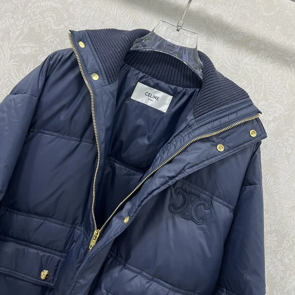 Celine Women Puffer Jacket In Light Nylon-Navy RV0VN0T69