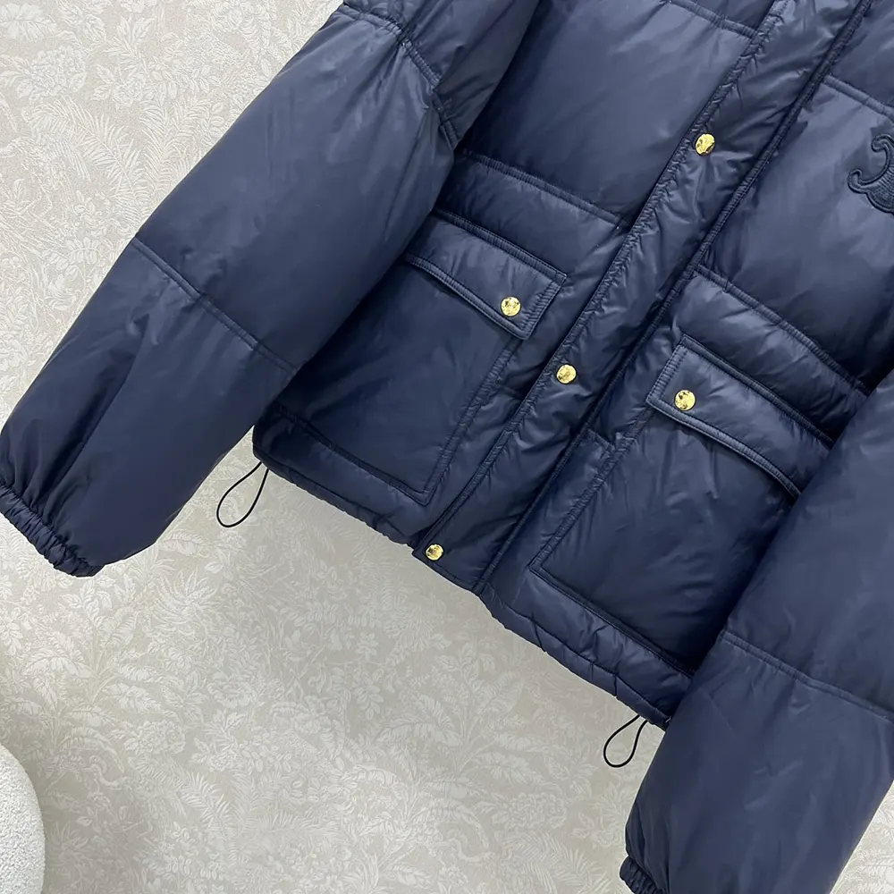 Celine Women Puffer Jacket In Light Nylon-Navy RV0VN0T69