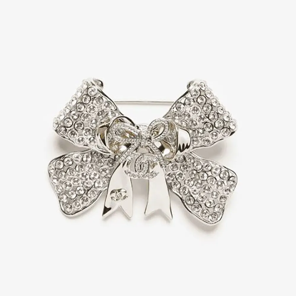 Chanel Women Brooch Metal & Strass Silver Gold & Crystal ABG592