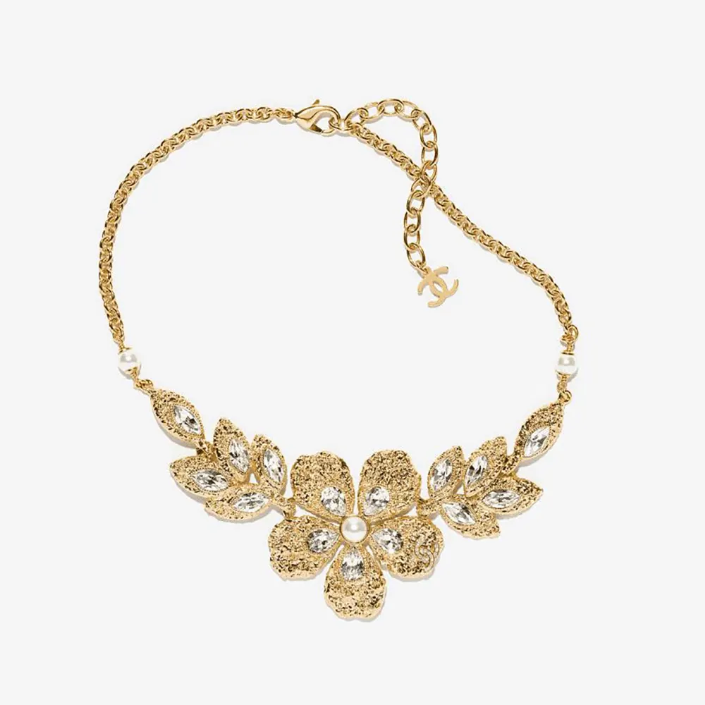 Chanel Women Choker Metal Resin Glass Pearls & Strass ABG616