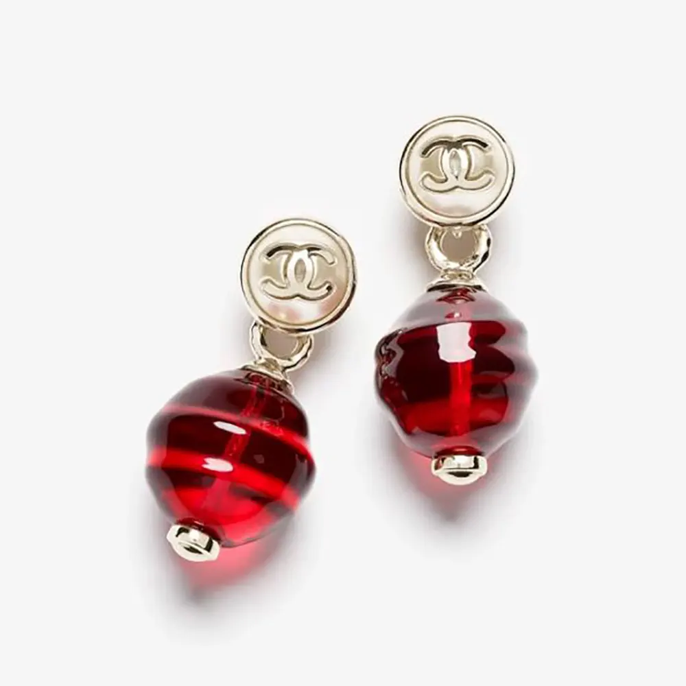 Chanel Women Clip-On Pendant Earrings Metal & Imitation Pearls ABG498B22812