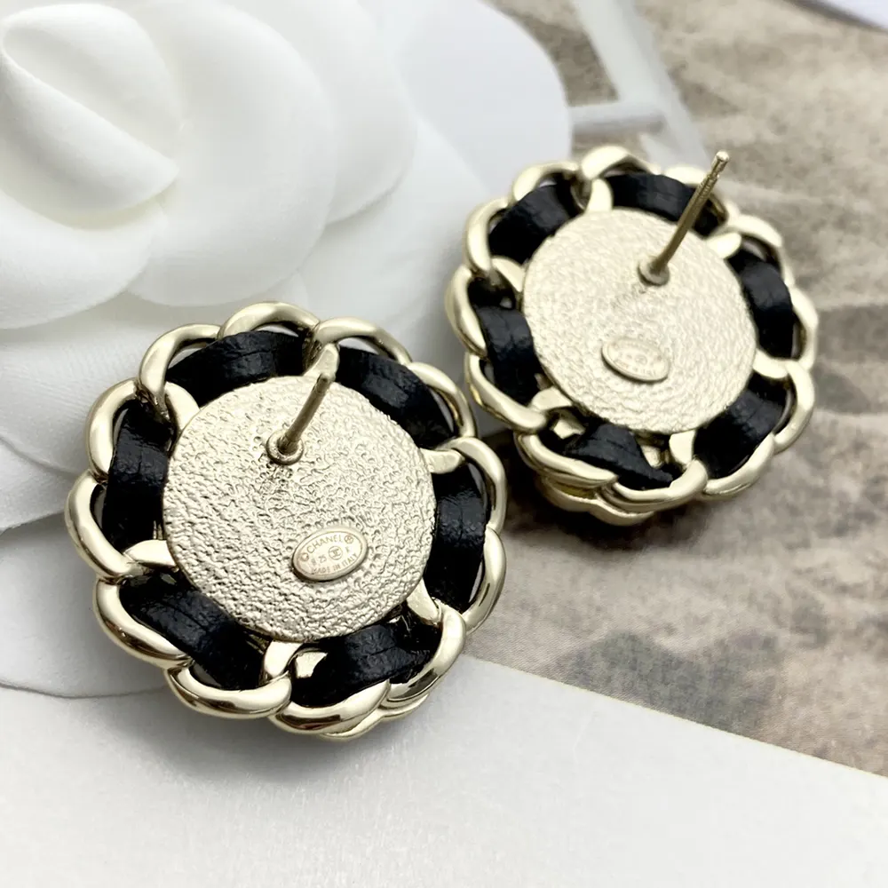 Chanel Women Clip on Stud Earrings Metal Lambskin Resin & Diamanté