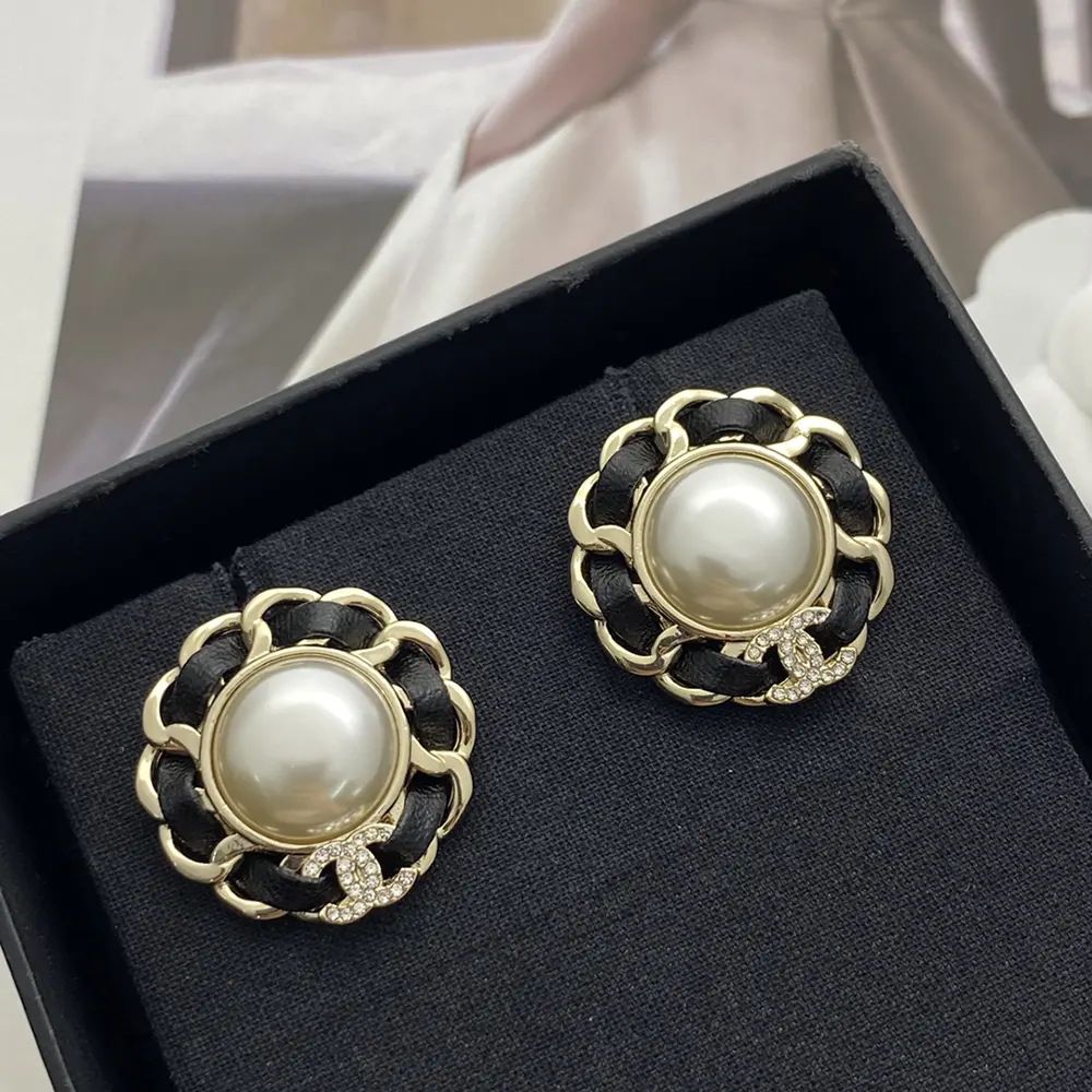 Chanel Women Clip on Stud Earrings Metal Lambskin Resin & Diamanté