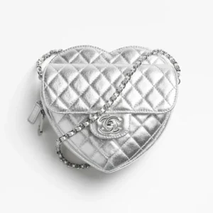 Chanel Women Heart Bag Metallic Lambskin Silver-Tone Metal AS5764