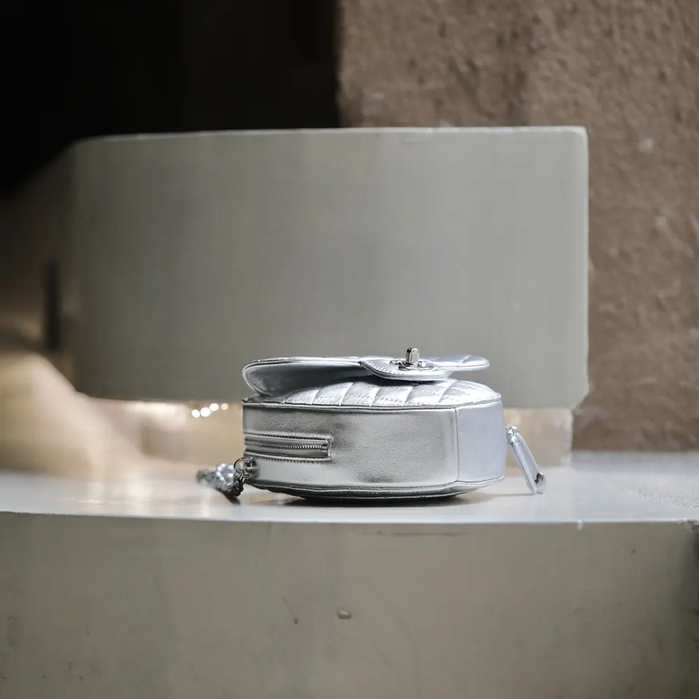 Chanel Women Heart Bag Metallic Lambskin Silver-Tone Metal AS5764