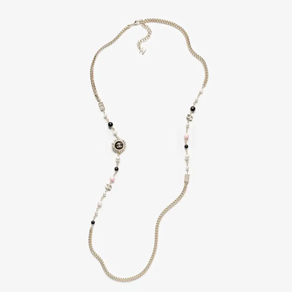 Chanel Women Long Necklace Metal Resin Glass Pearls & Strass ABG609