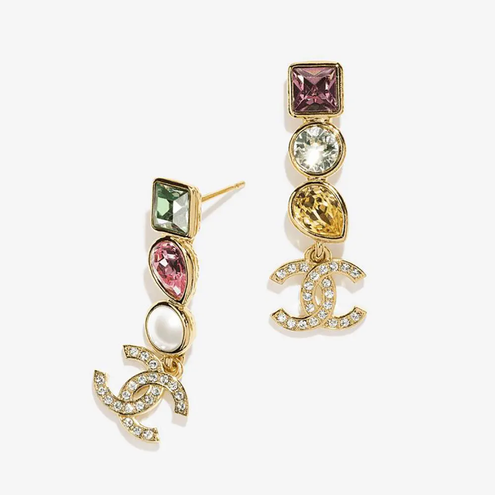 Chanel Women Pendant Earrings Metal Glass & Diamanté ABG973