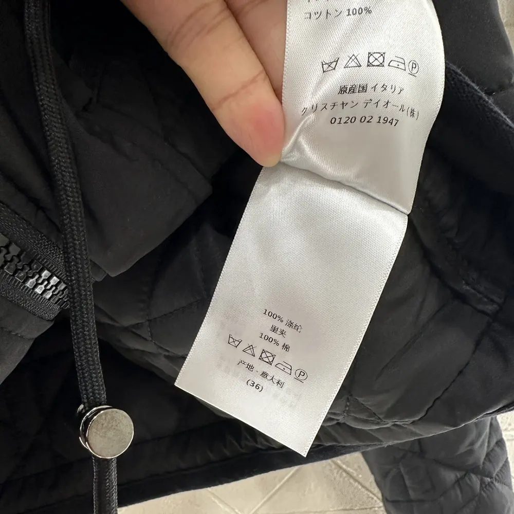 Dior Women Macrocannage Coat with Scarf Collar Black Quilted Technical Taffeta