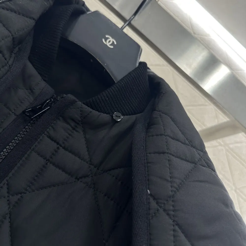 Dior Women Macrocannage Coat with Scarf Collar Black Quilted Technical Taffeta