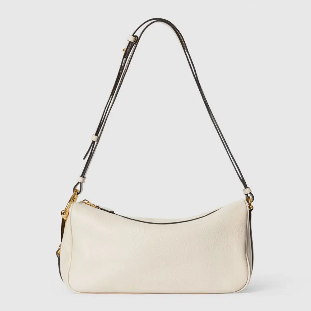 Gucci Women Half Horsebit Medium Shoulder Bag-White ‎860787AAFDM