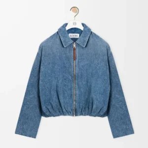 Loewe Women Draped Jacket in Denim-Indigo Blue IDS540Y1CX05