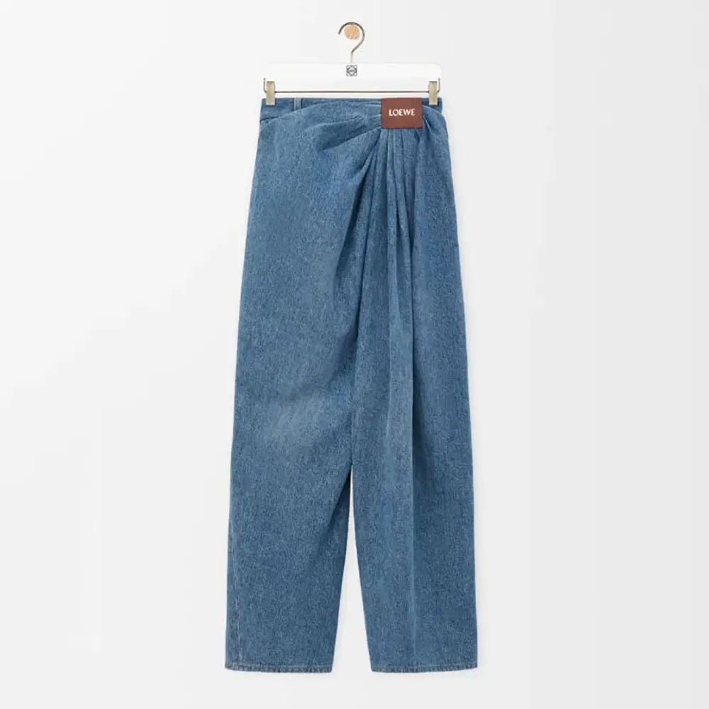 Loewe Women Draped Jeans In Denim-Indigo Blue IDS540Y11X96
